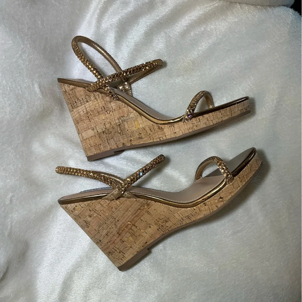 NEW Steve Madden “Udell” Gold Morgan Platform Wedge Sandals NWT - Picture 4 of 9